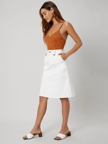 SHEIN Privé Body de tirantes delgado - Naranja - Ver 7