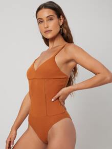 SHEIN Privé Body de tirantes delgado - Naranja - Ver 8