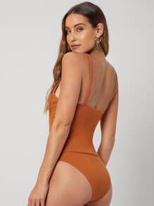 SHEIN Privé Body de tirantes delgado - Naranja - Ver 10