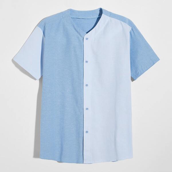 

Men Button Front Shirt, Blue