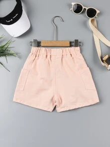 Shorts de pierna ancha unicolores - Rosa Pálido - Ver 2