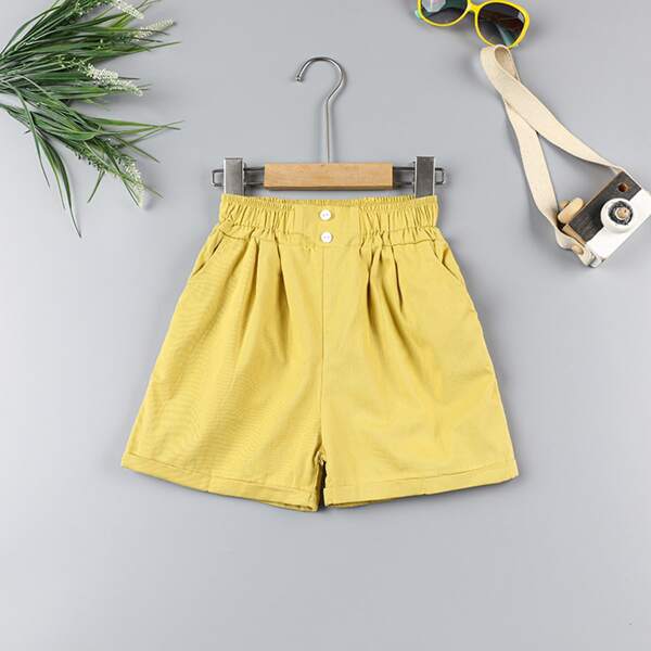 

Girls Solid Wide Leg Shorts, Yellow