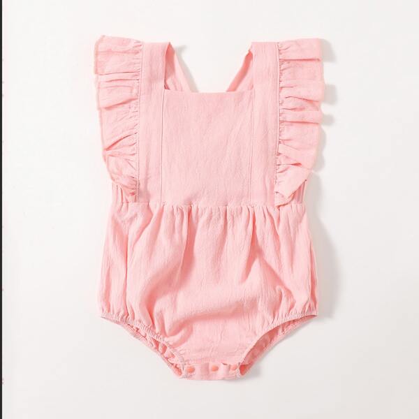 

Baby Girl Ruffle Trim Bodysuit, Baby pink