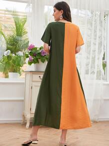 Mulvari Vestido túnico panel cortado cosido - Multicolor - Ver 2