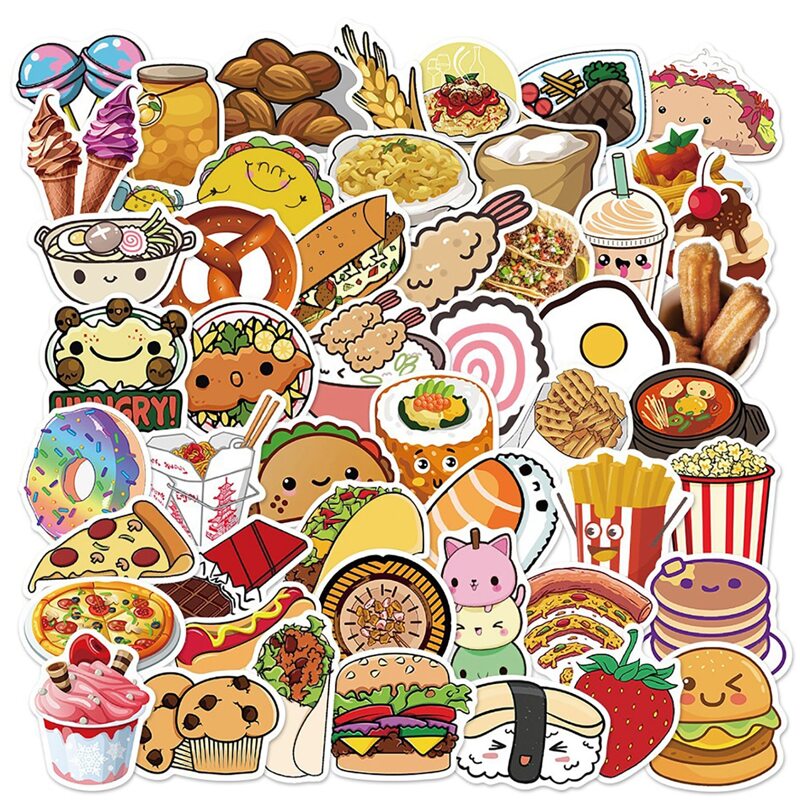 

50pcs Food Graphic Sticker, Multicolor