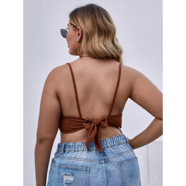 

Plus Tie Back Bandana Cami Top, Rust brown