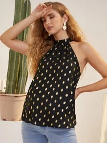 SHEIN Áo Tank & Camis Bà bầu Nút Tất cả trên in Thanh lịch - màu đen - Xem 1