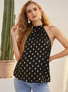 SHEIN Áo Tank & Camis Bà bầu Nút Tất cả trên in Thanh lịch - màu đen - Xem 4
