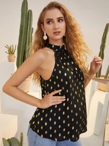 SHEIN Áo Tank & Camis Bà bầu Nút Tất cả trên in Thanh lịch - màu đen - Xem 5