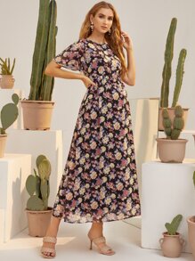 SHEIN Maternidad Vestido con estampado floral - Multicolor - Ver 3