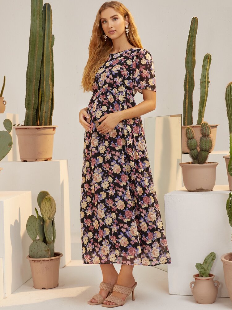 SHEIN 孕婦裝滿版印花連衣裙 - 彩色 - 查看 4