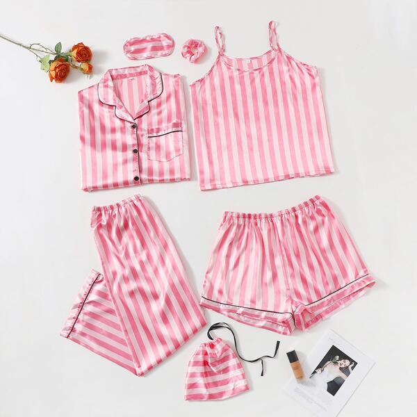 

Plus 7pack Striped Pajama Set, Pink