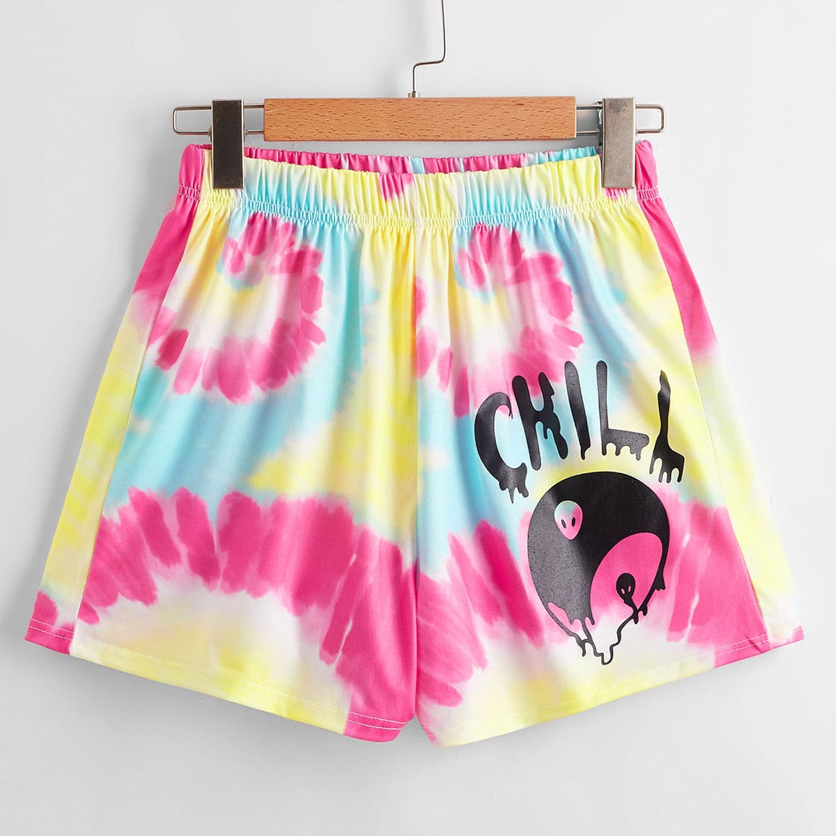 

Letter Yin And Yang Graphic Tie Dye Shorts, Multicolor