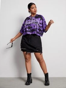 SHEIN EZwear Áo thun Plus size Lá thư Giải trí - Nhiều màu - Xem 4