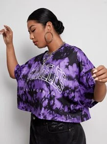 SHEIN EZwear Áo thun Plus size Lá thư Giải trí - Nhiều màu - Xem 5