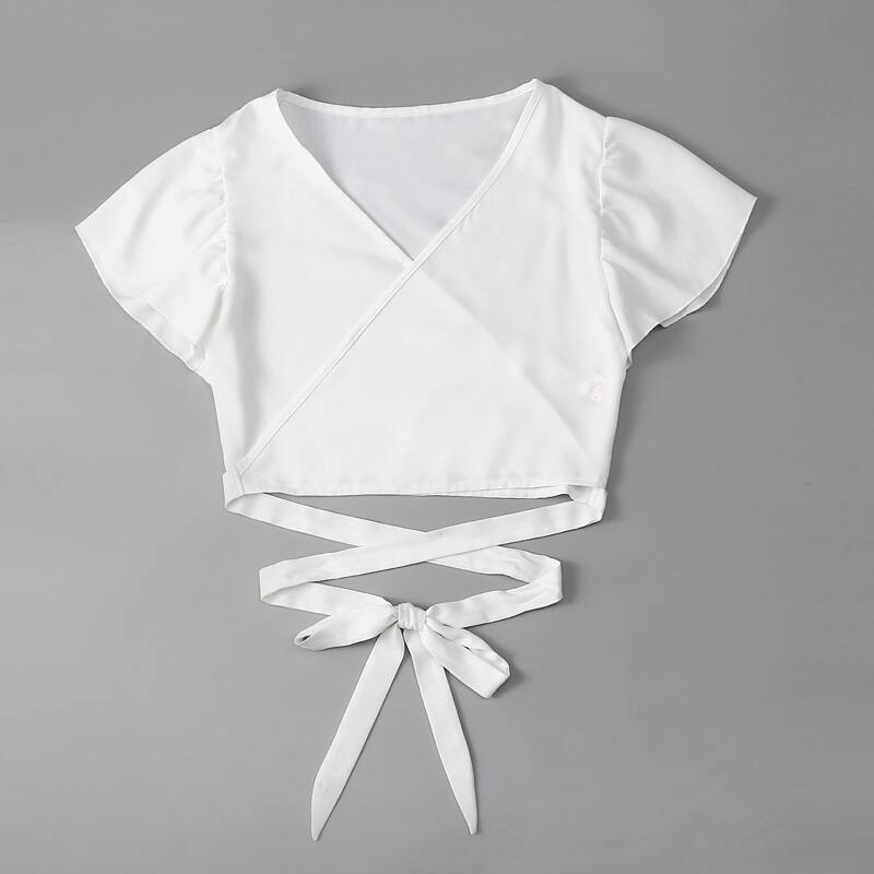 

Solid Criss Cross Blouse, White