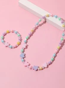Cô gái Trái tim Trang trí Vòng cổ & Vòng tay - Nhiều màu - Xem 8