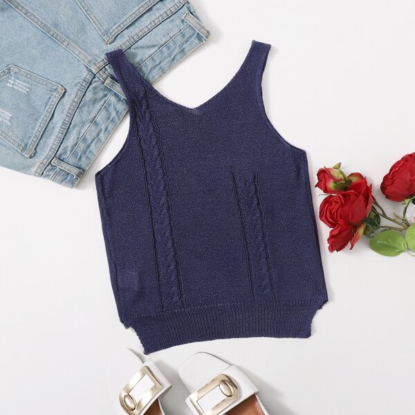 

High Low Knit Top, Navy blue