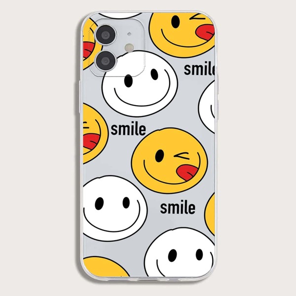 

Smile Face Print Phone Case, Clear