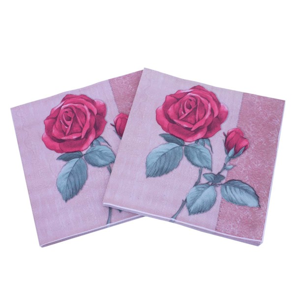 

20pcs Rose Print Disposable Napkin, Multicolor