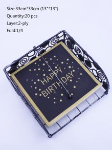 20pcs Birthday Party Disposable Napkin, 2 Layer Paper Napkin For Birthday Party - Multicolor - View 2