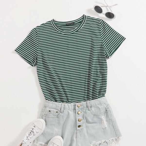 

Stripe Short Sleeve Tee, Olive green