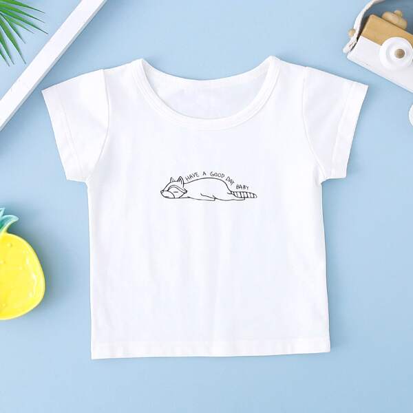 

Toddler Girls Cartoon & Slogan Graphic Tee, White