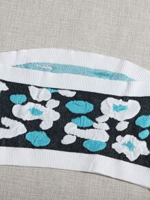 拼色貼布抹胸短版針織上衣 - 彩色 - 查看 3