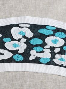 拼色貼布抹胸短版針織上衣 - 彩色 - 查看 4