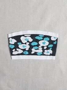 拼色貼布抹胸短版針織上衣 - 彩色 - 查看 5