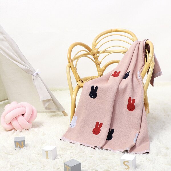 

Baby Cartoon Rabbit Graphic Blanket, Pink