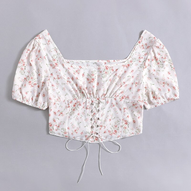 

Ditsy Floral Lace Up Blouse, Multicolor