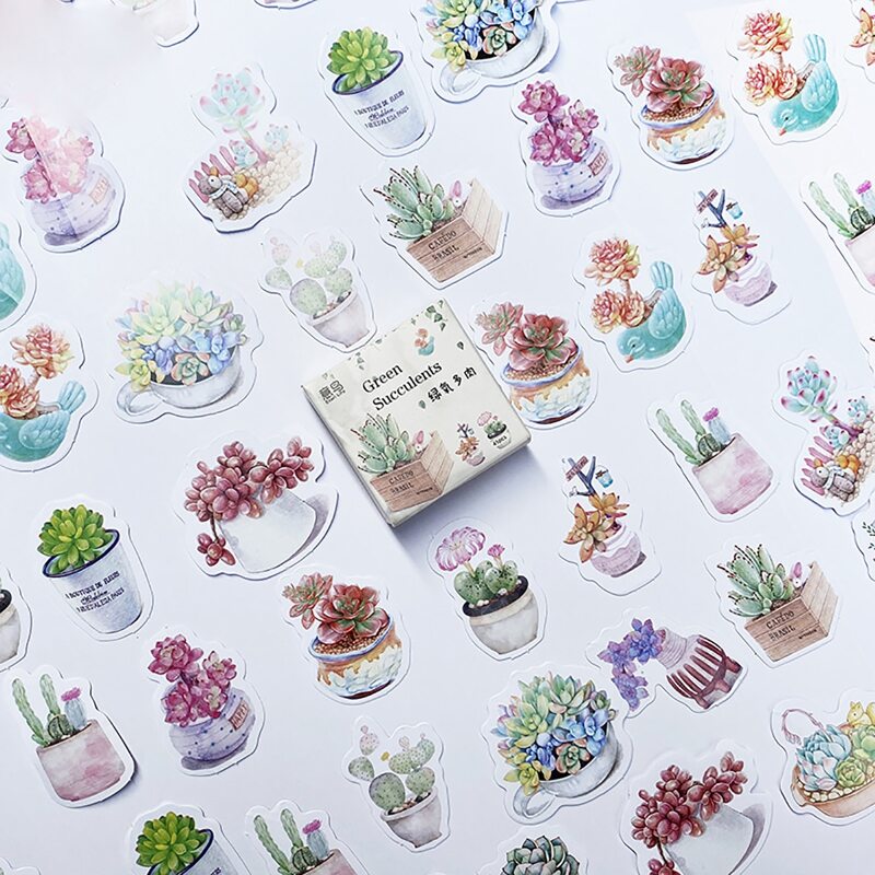 

45pcs Succulents Pattern Random Sticker, Multicolor