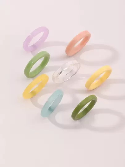 8pcs Girls Simple Ring