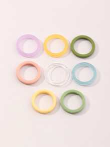 8pcs Girls Simple Ring - Multicolor - View 5