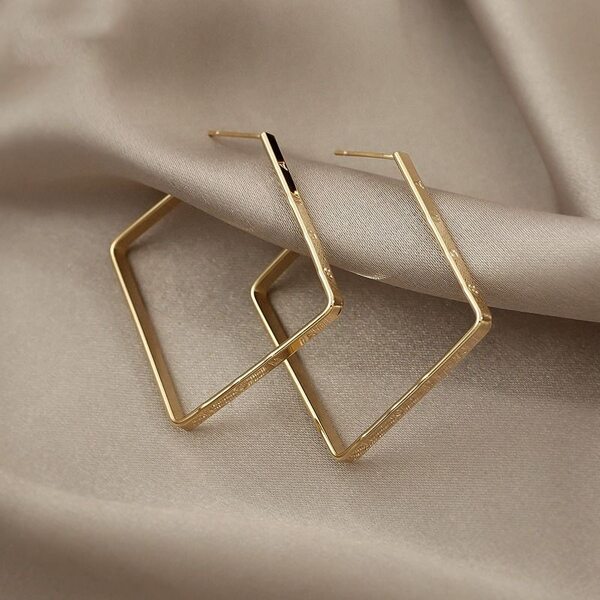 

Geometric Hoop Earrings, Gold