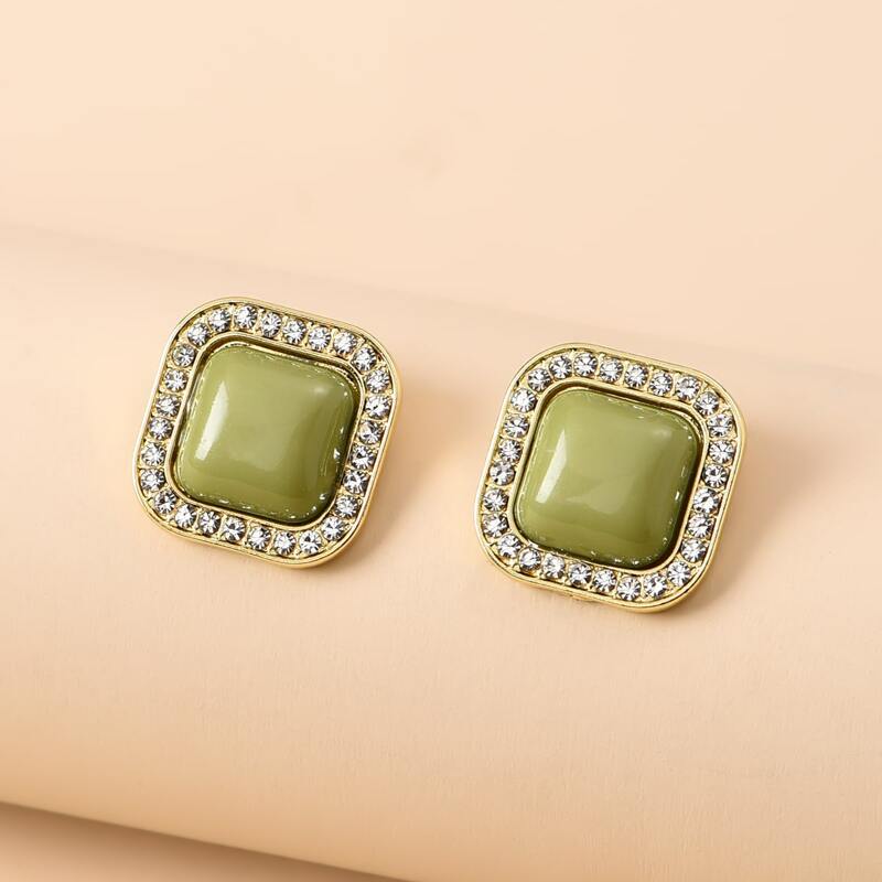 

Rhinestone Stud Earrings, Green