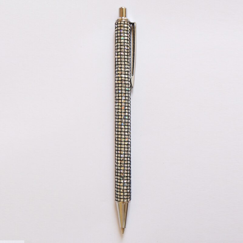 

1pc Diamond Decor Ballpoint Pen, Khaki