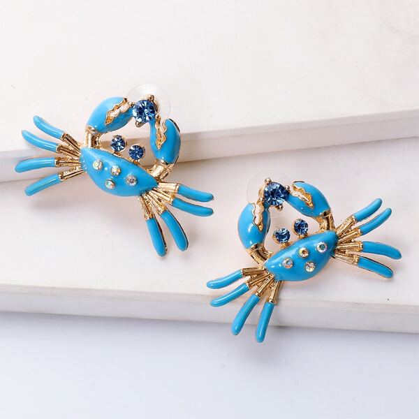 

Rhinestone Crab Decor Stud Earrings, Multicolor