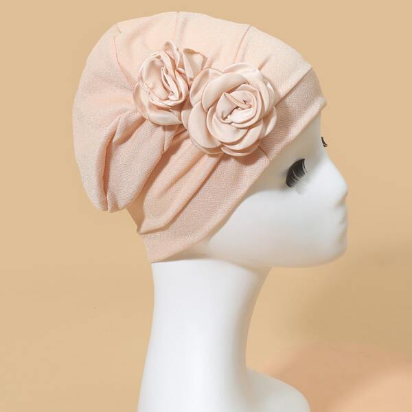 

Flower Decor Wrap Hat, Apricot