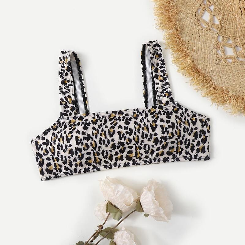 

Leopard Print Bikini Top, Multicolor