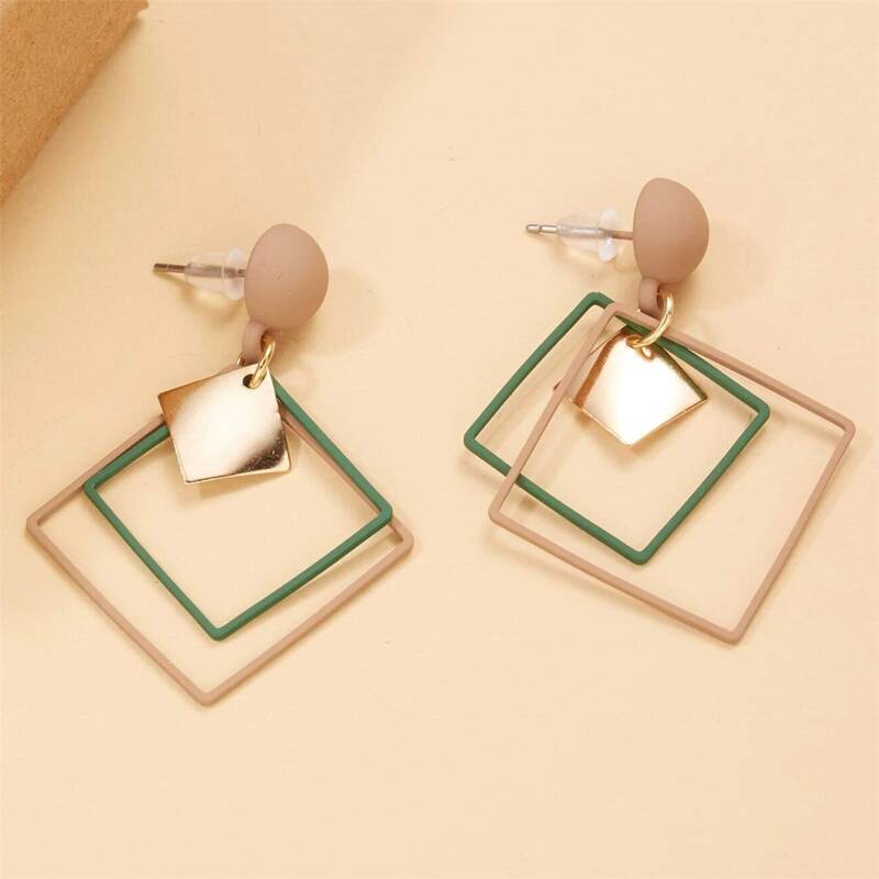

Geo Drop Earrings, Gold