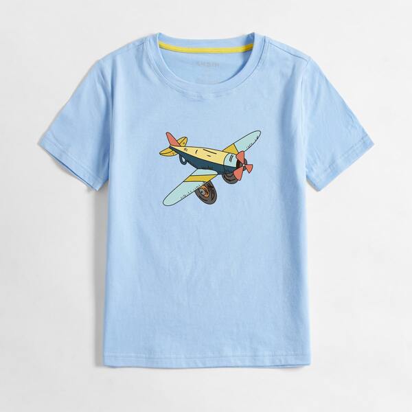 

Toddler Boys Airplane Graphic Short Sleeve Tee, Baby blue