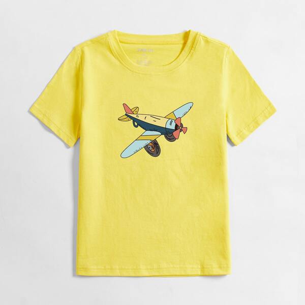 

Toddler Boys Airplane Graphic Short Sleeve Tee, Yellow