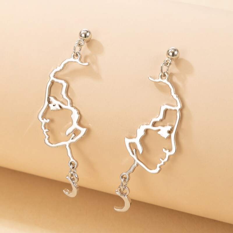 

Figure Drop Earrings, Silver