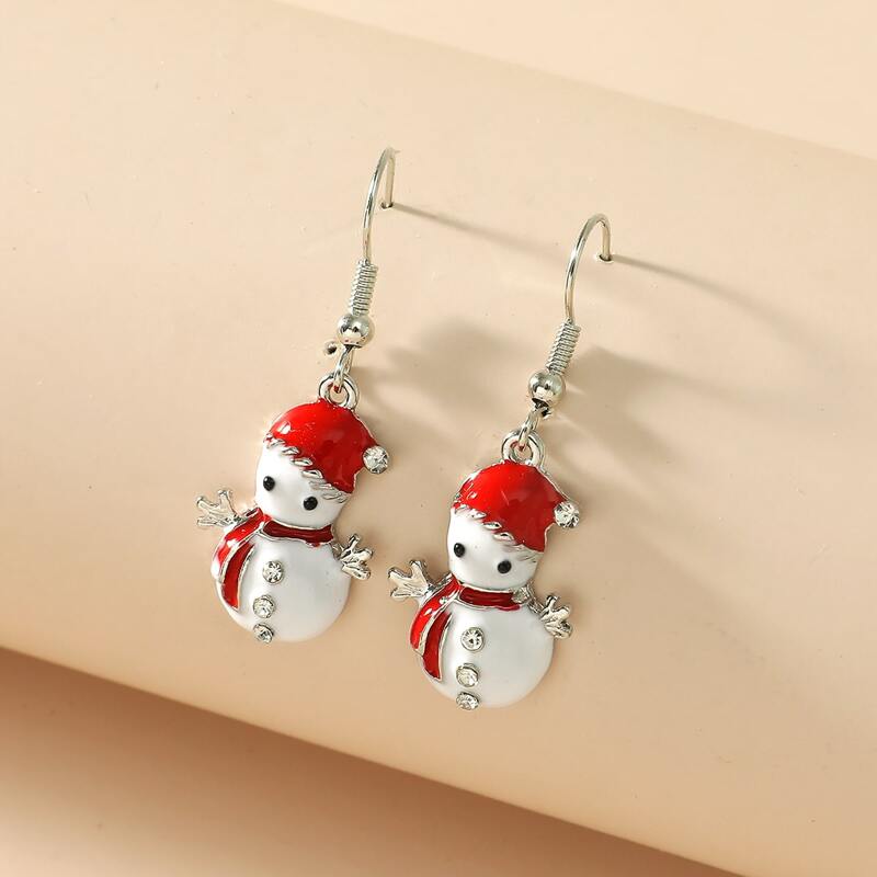 

Snowman Drop Earrings, Gold