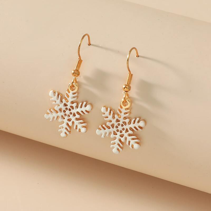 

Snowflake Drop Earrings, White