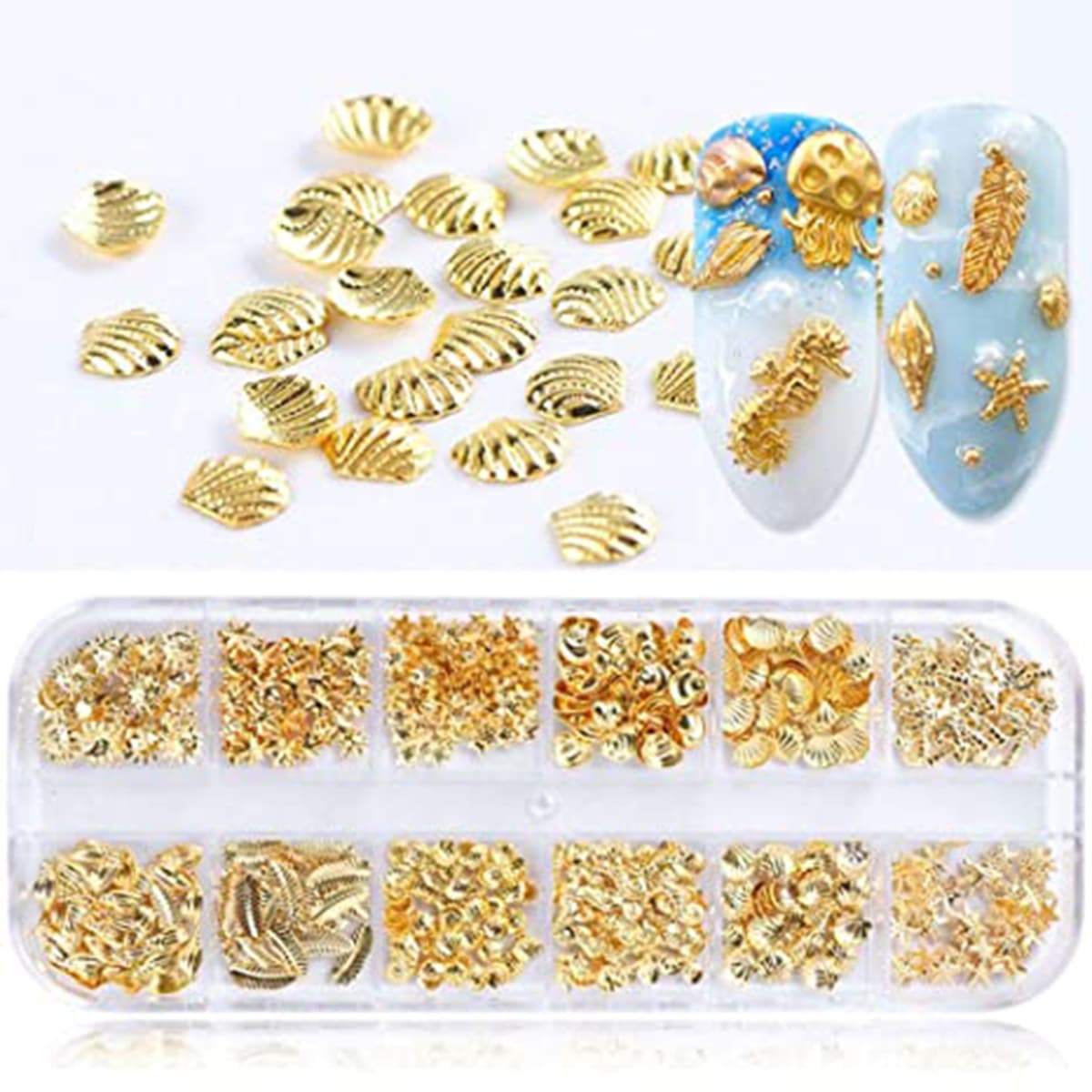 

1box Shell Nail Art Decoration, Gold