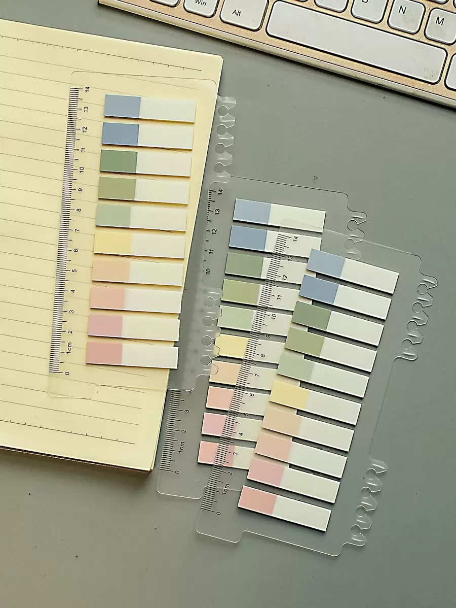 MOKA 1入組頁面標記便箋簿標籤，彩色可寫索引註釋標籤箭頭標誌，小型可愛霓虹燈半透明標籤