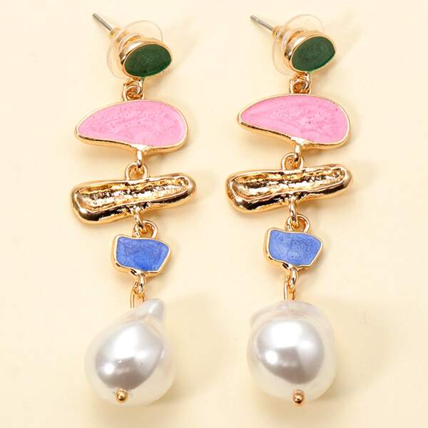 

Faux Pearl Charm Drop Earrings, Multicolor